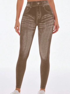 CALZA SEAMLESS Y FRUNCE - JEAN MARRON - comprar online