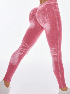 CALZA SEAMLESS Y FRUNCE - JEAN PINK en internet