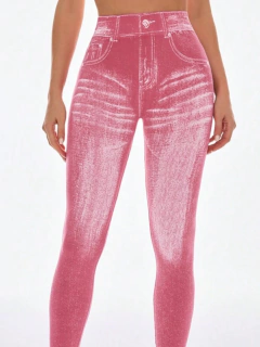 CALZA SEAMLESS Y FRUNCE - JEAN PINK - SUNFIT Sportswear