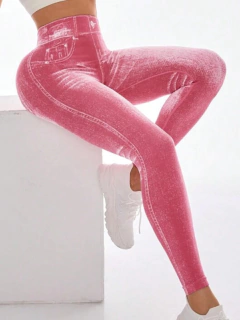 CALZA SEAMLESS Y FRUNCE - JEAN PINK - tienda online