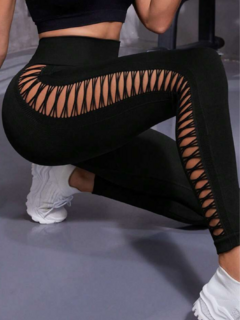 CALZA SEAMLESS Y FRUNCE - "BLACK Espartana"