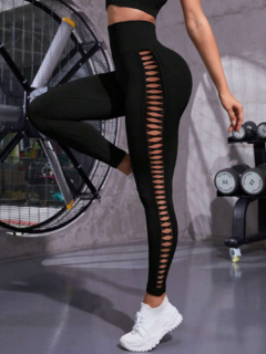 CALZA SEAMLESS Y FRUNCE - "BLACK Espartana" - SUNFIT Sportswear