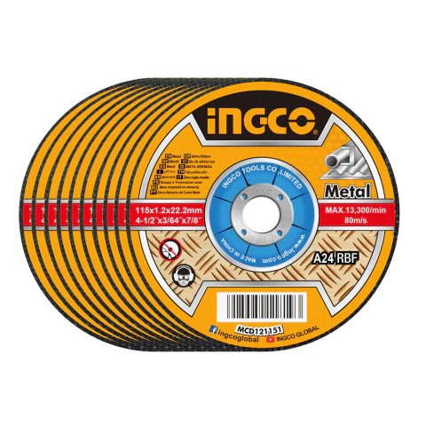 kit 10 x Discos Abrasivos de Corte Metal Ingco 115 X 1,22 X 22,2mm - comprar online