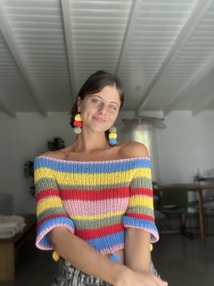 Remera Trini tejida ( conjunto con aros) - tienda online