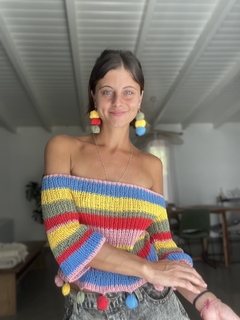 Remera Trini tejida ( conjunto con aros) - comprar online
