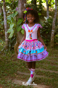 Arraia Rosa - Vestido de Festa Junina Feminino de Luxo - Fantasia Infantil Feminina e Masculina de luxo - Fanfarrinha