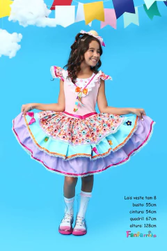 Arraia Rosa - Vestido de Festa Junina Feminino de Luxo