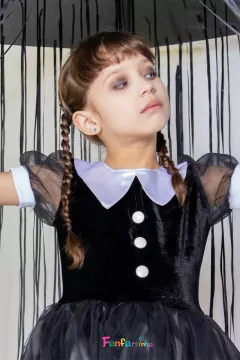 Fantasia Wandinha Infantil de Luxo com brilhos - loja online