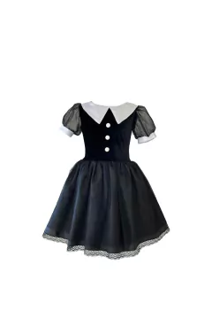 Fantasia Wandinha Infantil de Luxo com brilhos