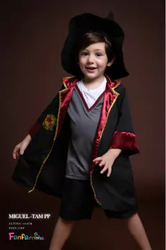 Fantasia de Bruxo conjunto masculino confortável com chapéu de Halloween - Fantasia Infantil Feminina e Masculina de luxo - Fanfarrinha