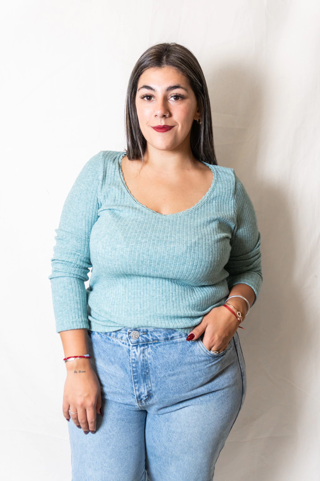 Remera Romance verde.