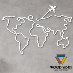 Painel Mapa Mundi Avião - Loja de Painéis Decorativos | Wood Vibes Laser Art Design