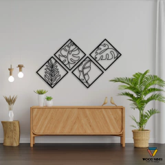 Quarteto de painéis Folhagens - comprar online