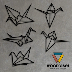 Quinteto de Tsurus - Loja de Painéis Decorativos | Wood Vibes Laser Art Design