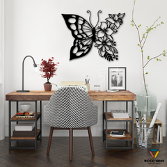 Painel Borboleta Floral - Loja de Painéis Decorativos | Wood Vibes Laser Art Design