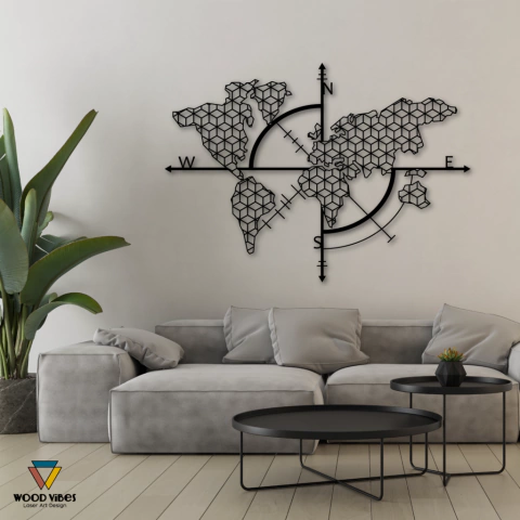 Painel Mapa Mundi Geométrico