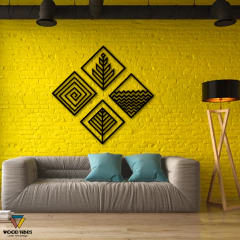Quarteto Elementos da Natureza - Loja de Painéis Decorativos | Wood Vibes Laser Art Design