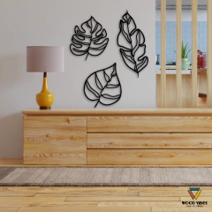 Trio de Folhas - Loja de Painéis Decorativos | Wood Vibes Laser Art Design
