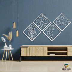Quarteto de painéis Folhagens - Loja de Painéis Decorativos | Wood Vibes Laser Art Design