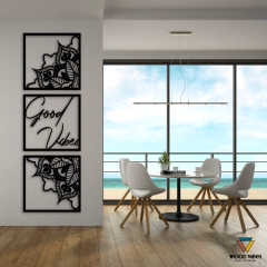 Trio de Painéis Good Vibes Mandala