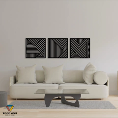 Trio de painéis Geométricos - Loja de Painéis Decorativos | Wood Vibes Laser Art Design