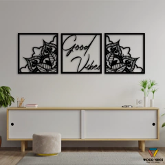 Trio de Painéis Good Vibes Mandala - Loja de Painéis Decorativos | Wood Vibes Laser Art Design