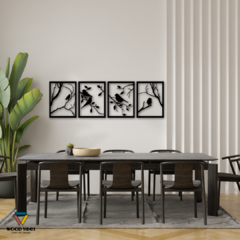 Quarteto de painéis Pássaros - Loja de Painéis Decorativos | Wood Vibes Laser Art Design