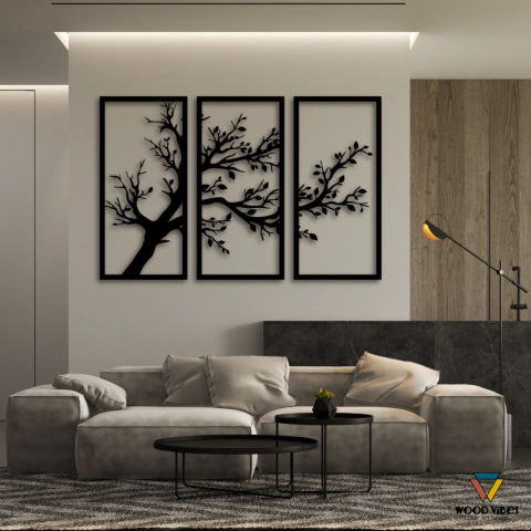 Trio de painéis Galhos