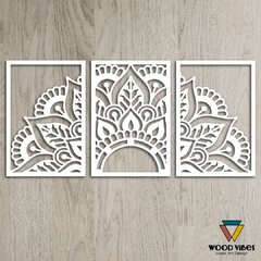 Trio de painéis Meia Mandala Orion - Loja de Painéis Decorativos | Wood Vibes Laser Art Design