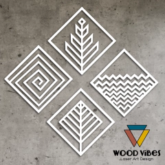 Quarteto Elementos da Natureza - Loja de Painéis Decorativos | Wood Vibes Laser Art Design