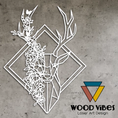 Painel Cervo Abstrato - Loja de Painéis Decorativos | Wood Vibes Laser Art Design