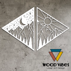 Painel Dia e Noite - Loja de Painéis Decorativos | Wood Vibes Laser Art Design