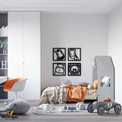 Quarteto de quadrinhos Safari - Loja de Painéis Decorativos | Wood Vibes Laser Art Design
