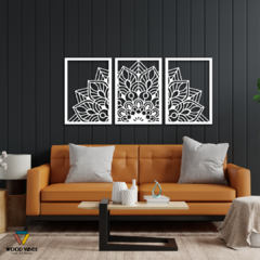 Trio de painéis Meia Mandala Arcturus - Loja de Painéis Decorativos | Wood Vibes Laser Art Design
