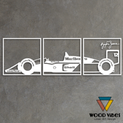 Trio de painéis Carro Ayrton Senna - Loja de Painéis Decorativos | Wood Vibes Laser Art Design