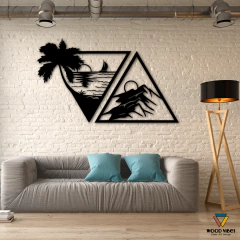 Painel Montanha e Mar - Loja de Painéis Decorativos | Wood Vibes Laser Art Design