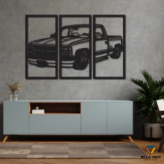 Trio de painéis Caminhonete Silverado - Loja de Painéis Decorativos | Wood Vibes Laser Art Design