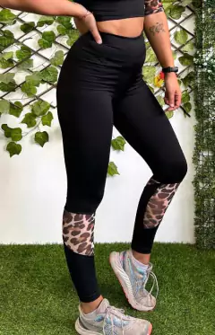 CALZA LARGA PIQUE FRANCIA LEOPARDO MARRON