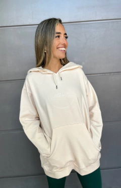 MAXI BUZO CON CAPUCHA MANTECA - comprar online