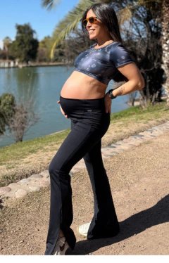 CALZA LARGA TAJO MATERNIDAD NEGRA