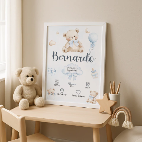 QUADRO DO NASCIMENTO URSO AZUL - comprar online