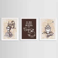 KIT 3 QUADROS CAFÉ VINTAGE