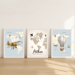 KIT 3 QUADROS VOLTA AO MUNDO - La Artes Quadros e Decor