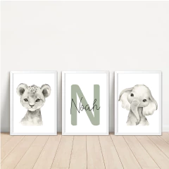 KIT 3 QUADROS SAFARI NOAH - comprar online