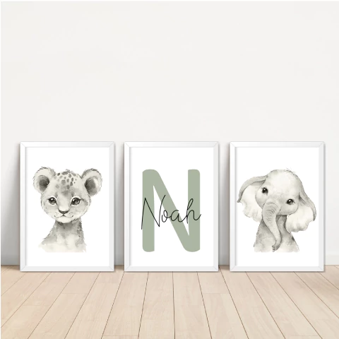 KIT 3 QUADROS SAFARI NOAH - comprar online