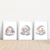 KIT 3 QUADROS URSO AQUARELA CINZA