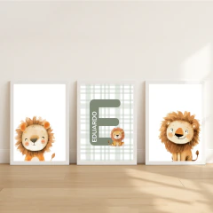KIT 3 QUADROS LEÃOZINHO VERDE - comprar online
