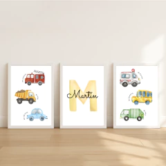 KIT 3 QUADROS CARROS DE SERVIÇO BABY - La Artes Quadros e Decor