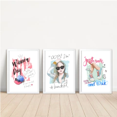 KIT 3 QUADROS GAROTA BONITA