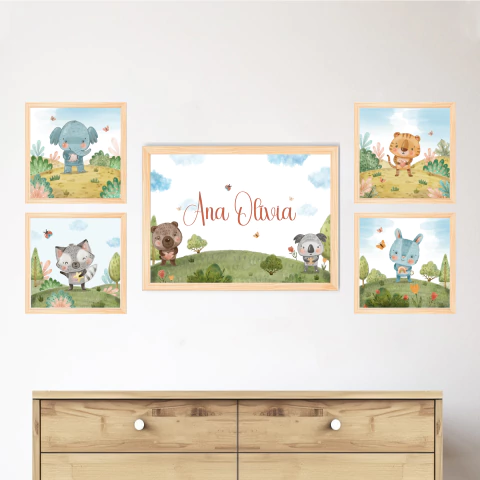 KIT 5 QUADROS BICHINHOS DO MATO - comprar online